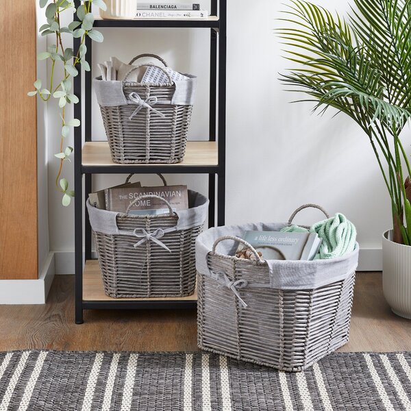 Set of 3 Round Purity Baskets Grey