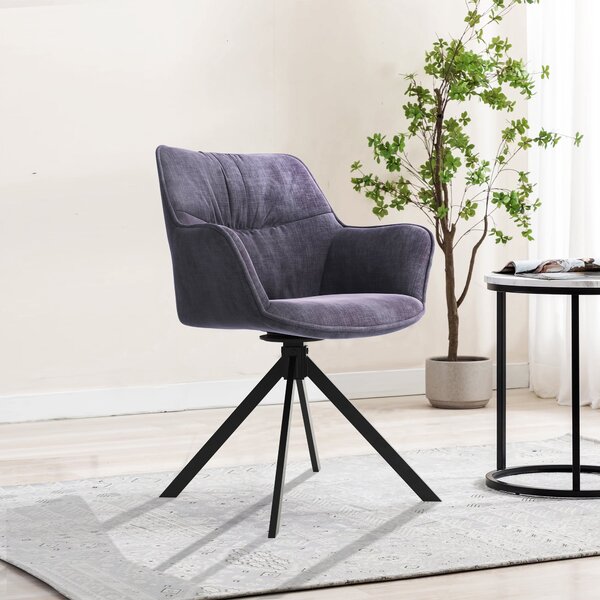 Set of 2 Comet Upholstered Dining Chairs Charcoal