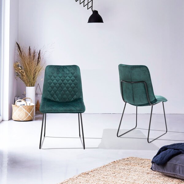 Set of 2 Saturn Emerald Upholstered Dining Chairs Emerald