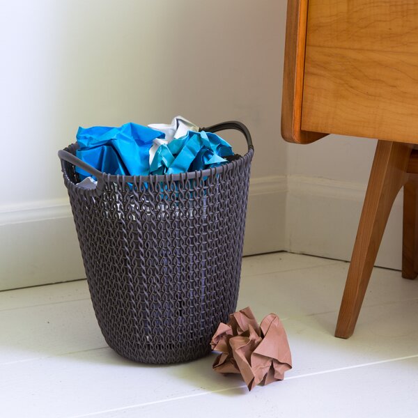 Curver Brown Knit Waste Paper Basket Brown