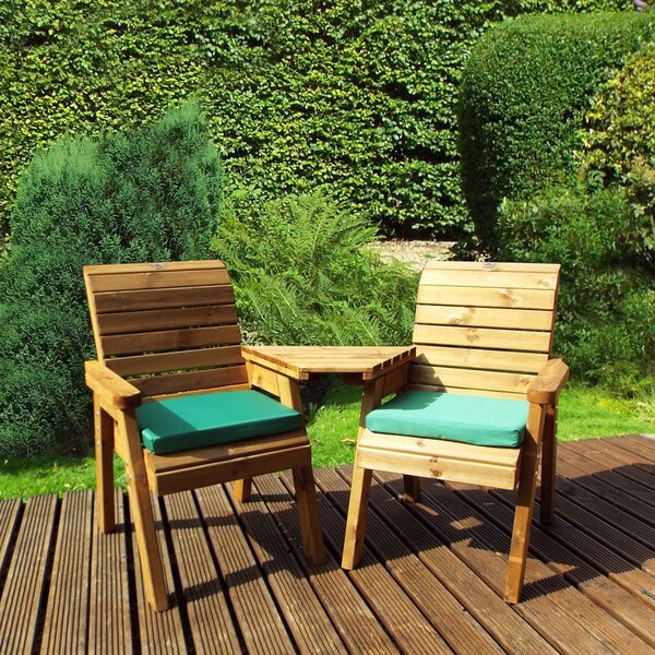 Charles Taylor 2 Seater Angled Companion Set with Green Seat Pads Dark Green