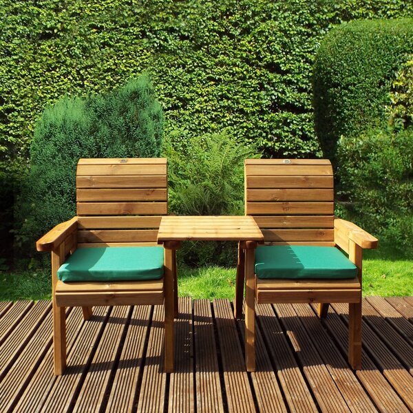 Charles Taylor 2 Seater Companion Set with Green Seat Pads Dark Green