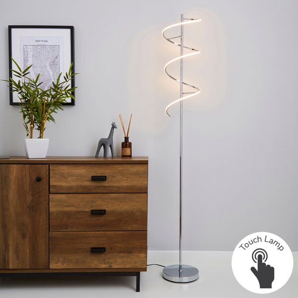 Apollo Integrated LED Touch Dimmable Chrome Floor Lamp Chrome