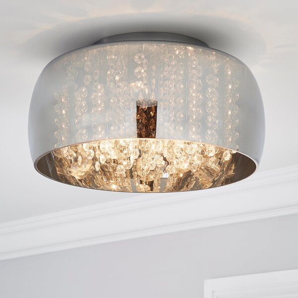 Seychelles Smoked Flush Ceiling Fitting Grey