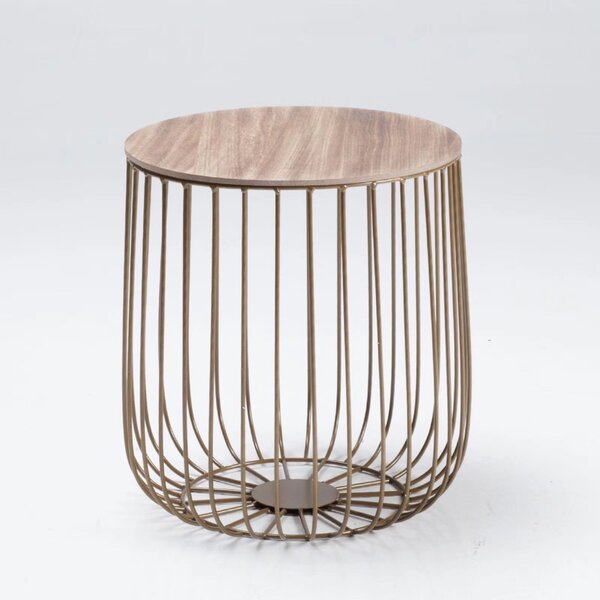 Enzo Oak Effect Side Table Gold