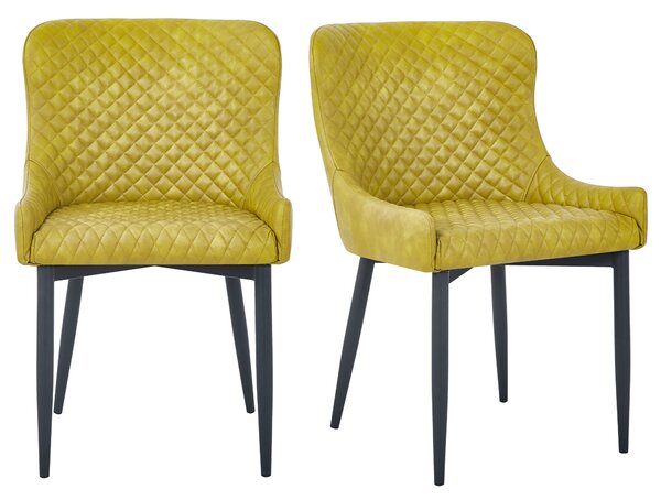 Montreal Set of 2 Dining Chairs Olive PU Leather Olive (Green)