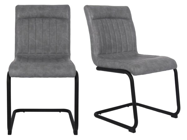 Felix Set of 2 Cantilever PU Leather Dining Chairs Grey