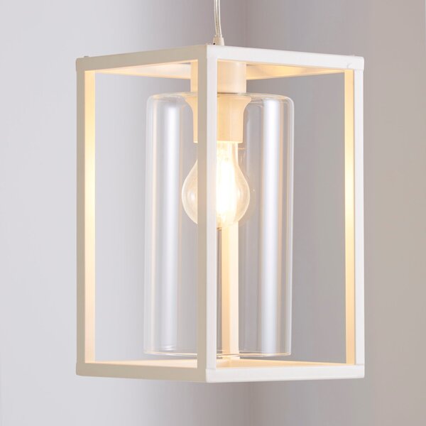 London 1 Light Pendant Cream Industrial Ceiling Fitting Cream