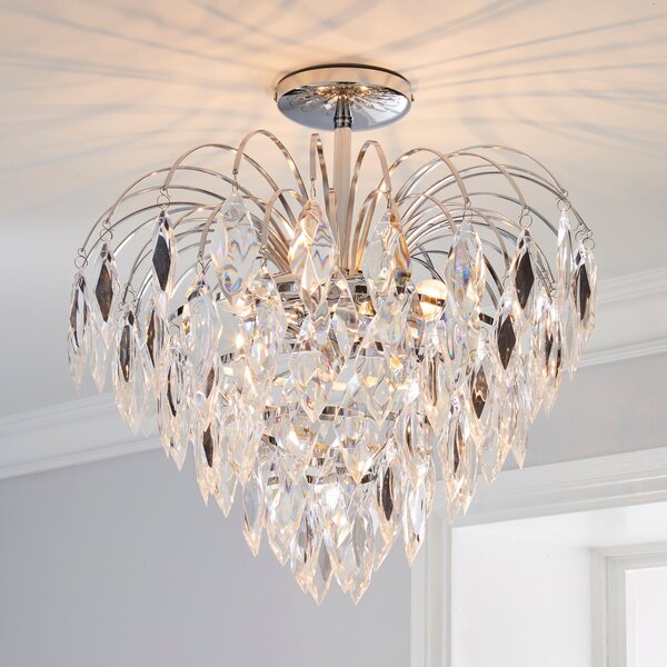 Parla 3 Light Jewels Semi-Flush Ceiling Fitting Chrome