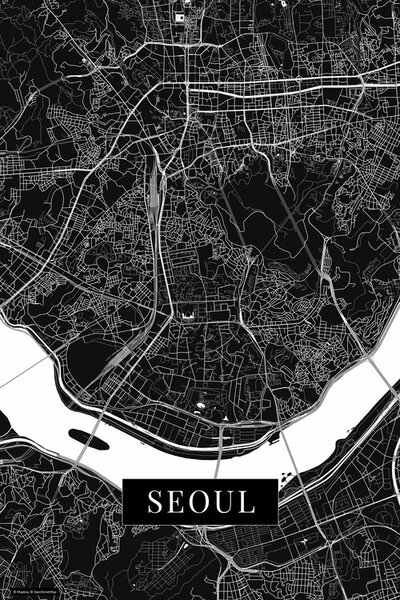 Map Seoul black, (26.7 x 40 cm)