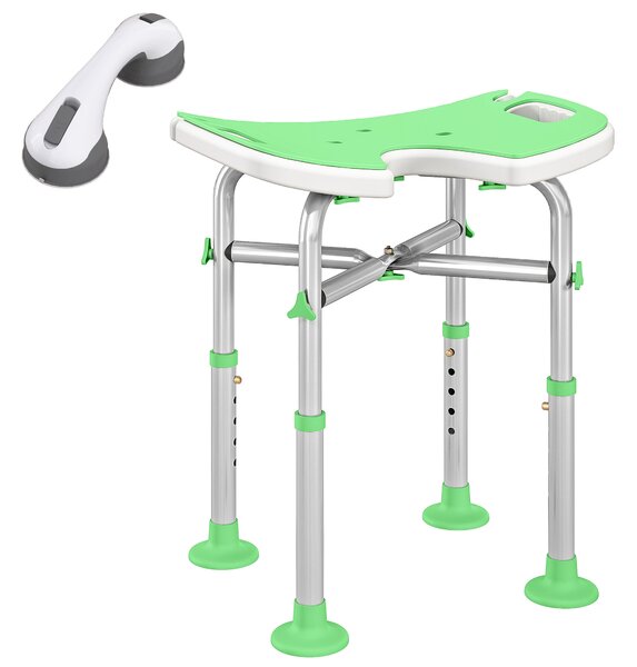 HOMCOM 39-51.5cm 'U' Seat Padded Shower Stool - Green