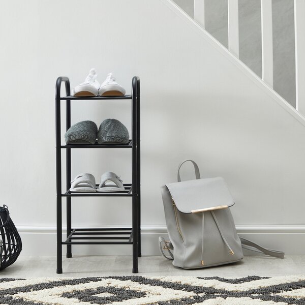 Black Metal Slim 4 Tier Rack Black