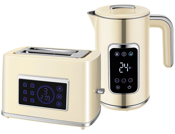 HOMCOM Touch Screen Kettle and Toaster Set - Cream