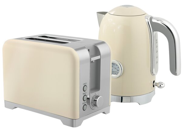 HOMCOM Retro Toaster and Kettle Set - Cream