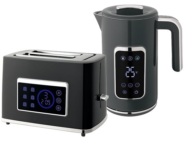 HOMCOM Touch Screen Kettle and Toaster Set - Grey