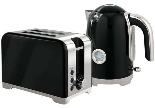 HOMCOM Retro Toaster and Kettle Set - Black