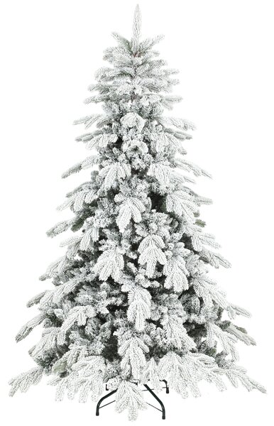 HOMCOM 6ft Super Flocked Christmas Tree - Green/White