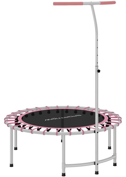 SPORTNOW 40" Fitness Trampoline, Mini Rebounder Trampoline for Adults with 5-Level Adjustable Handle, Indoor Exercise Bungee Rebounder, Max Load 100KG, Pink