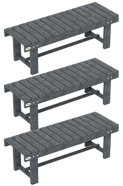 Outsunny 2-Seater Garden Wooden Bench, Grey