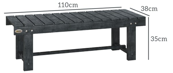 Outsunny 2-Seater Garden Wooden Bench, Grey
