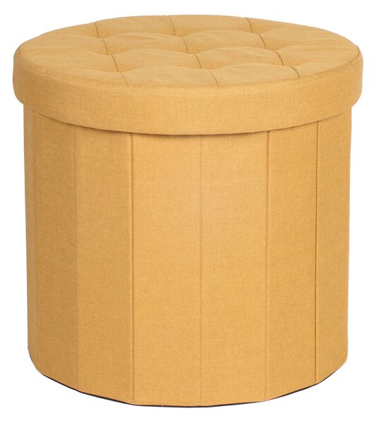 Round Ochre Shoe Storage Ottoman Ochre