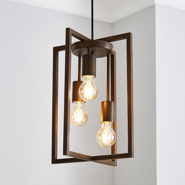 London 3 Light Bronze Industrial Pendant fitting Brown