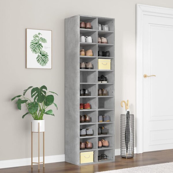 Shoe Cabinet Concrete Grey 54x34x183 cm Engineered Wood