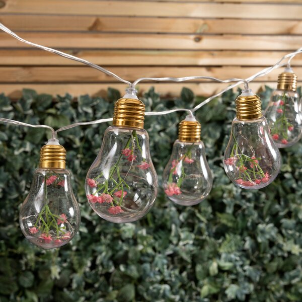 10 Bulb LED Solar Outdoor Flower Festoon String Lights Warm White