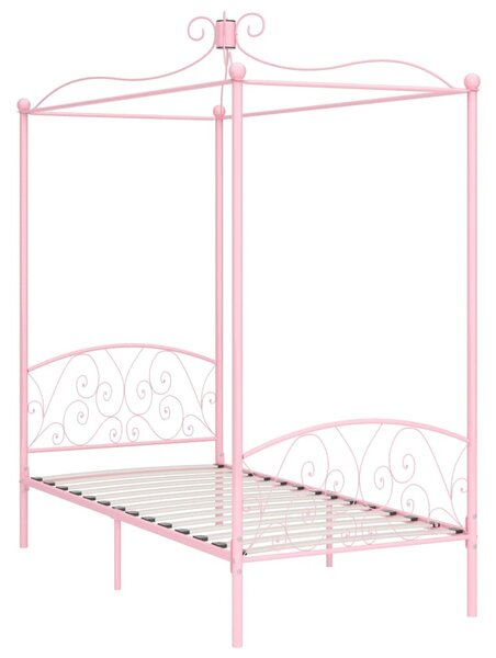 284486 Canopy Bed Frame without Mattress Pink Metal 90x200 cm