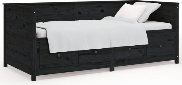 Day Bed without Mattress Black 90x200 cm Solid Wood Pine