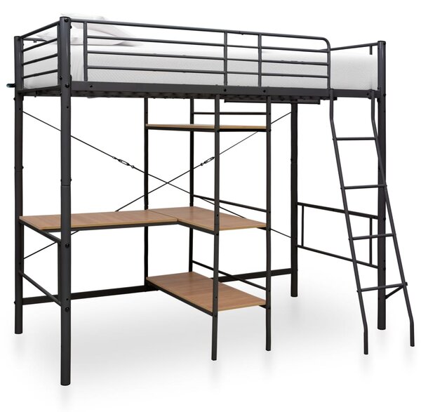 Bunk Bed with Table without Mattress Grey Metal 90x200 cm