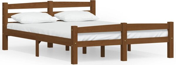 Bed Frame without Mattress Honey Brown Solid Pinewood 140x200 cm