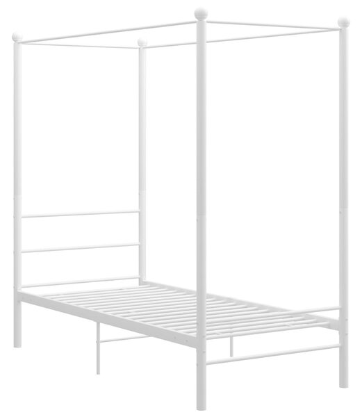 Canopy Bed Frame without Mattress White Metal 90x200 cm