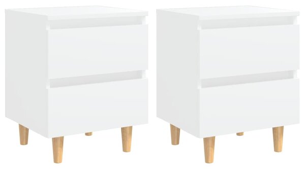 Bed Cabinets with Solid Pinewood Legs 2 pcs White 40x35x50 cm