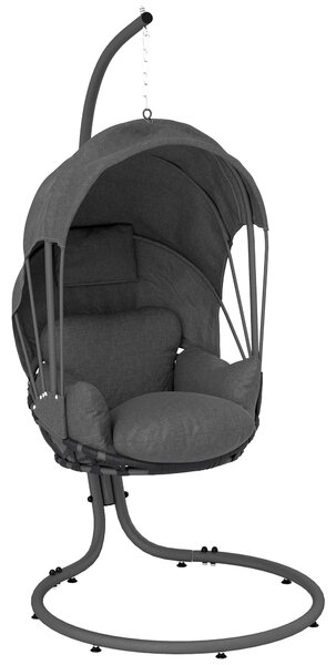 Outsunny Hanging Egg Chair Swing Hammock Chair with Stand, Cushion and Retractable Canopy, for Indoor and Outdoor, Grey
