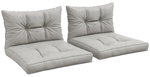Outsunny 4-Piece Patio Chair Cushions Set, Seat and Back Pillows Replacement for Indoor Outdoor, Light Grey