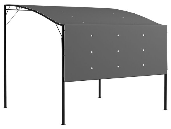 Outsunny 3 x 2.5m Patio Metal Gazebo Door Window Awning Wall Mount Metal Outdoor Shelter Charcoal Grey