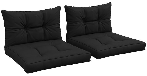 Outsunny Replacement Seat Cushions and Back Pillows, 4-Piece Patio Chair Cushion Set for Indoor or Outdoor Use, Black