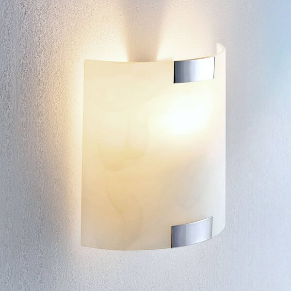 Square glass wall light Quentin with an E14 LED