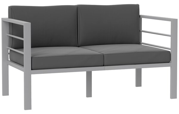 Outsunny Two-Seater Aluminium Garden Sofa - Grey