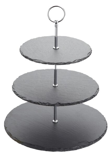 Artesa Three Tier Slate Cake Stand Black