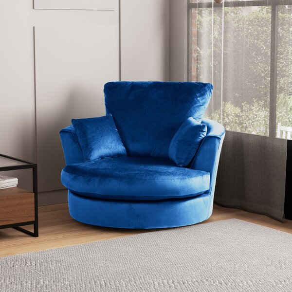 Blake Velvet Swivel Chair Blue