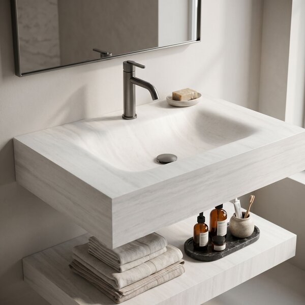 Wall-hung washbasin with a shelf Rea Apollo Muralto Roma 80