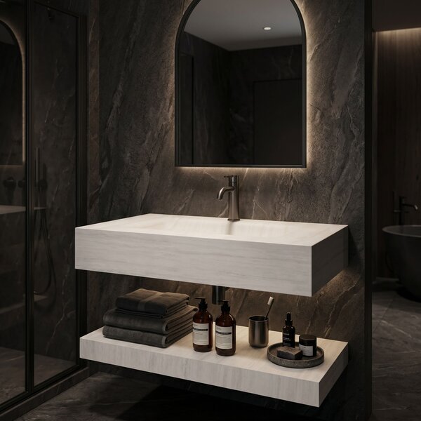 Wall-hung washbasin with a shelf Rea Apollo Muralto Roma 80