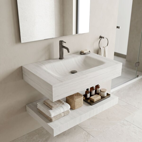 Wall-hung washbasin with a shelf Rea Apollo Muralto Roma 80