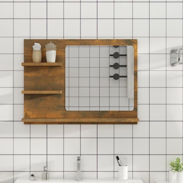 Bathroom Mirror Smoked Oak 60x10.5x45 cm Engineered Wood