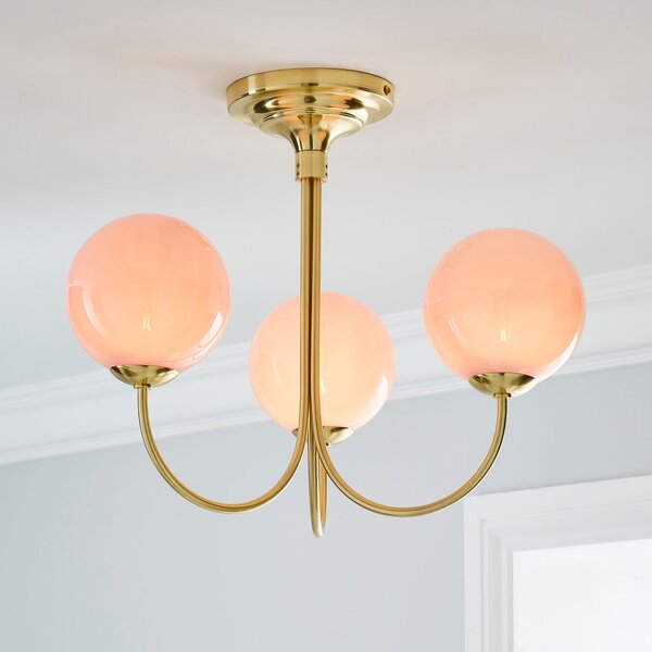 Gigi Semi Flush Pink Ceiling Fitting Gold