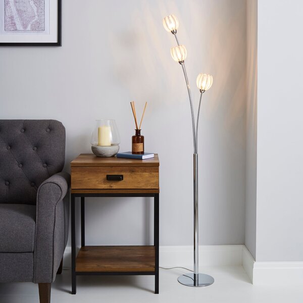 Rosa 3 Light Chrome Floor Lamp Silver