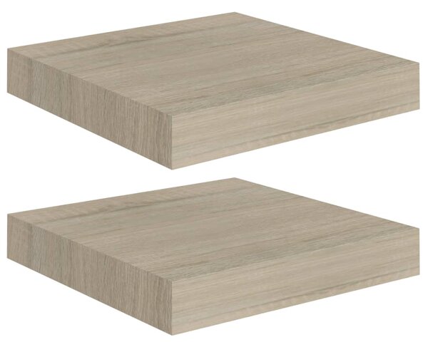 Floating Wall Shelves 2 pcs Oak 23x23.5x3.8 cm MDF