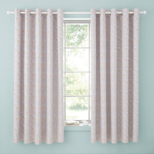 Ditsy Bunny Pink Blackout Eyelet Curtains Light Pink